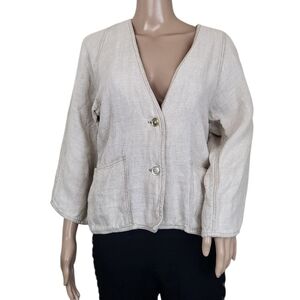 James River Traders Beige Button-Up Jacket